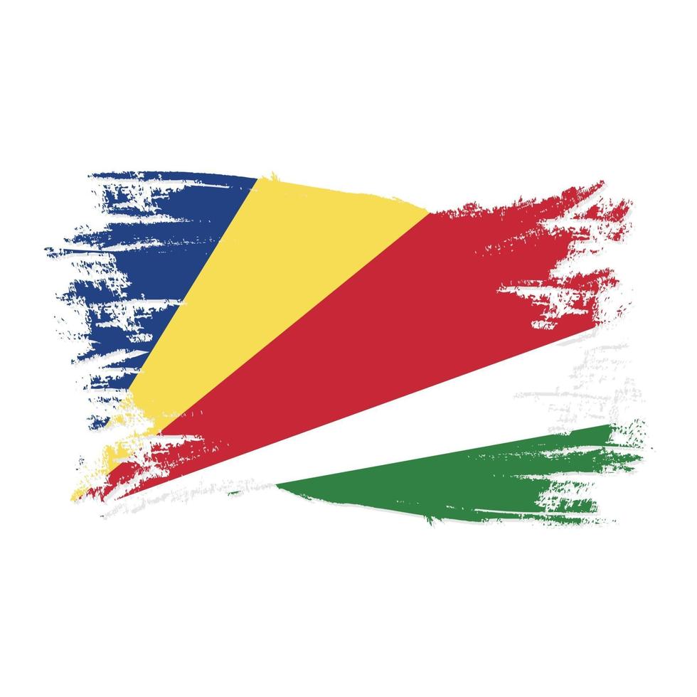 Bandera de Seychelles con ilustración de vector de diseño de estilo de pincel de acuarela