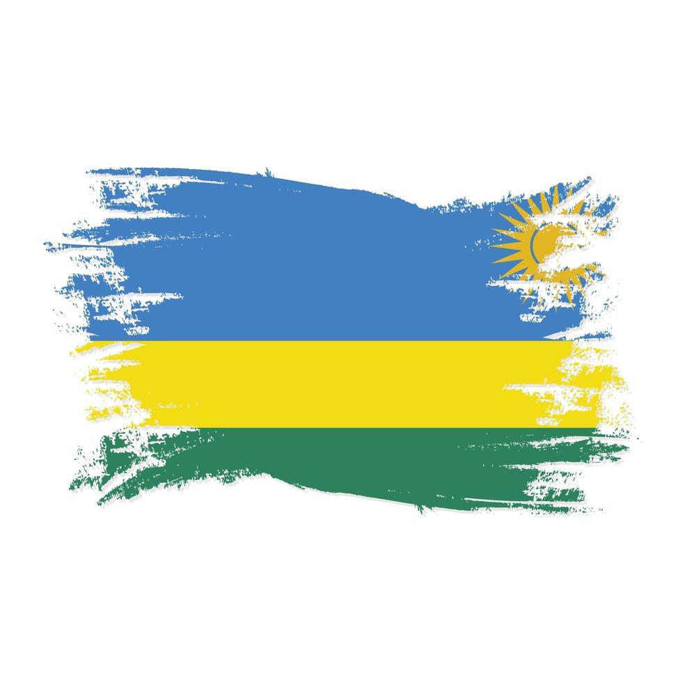 Bandera de Ruanda con ilustración de vector de diseño de estilo de pincel de acuarela