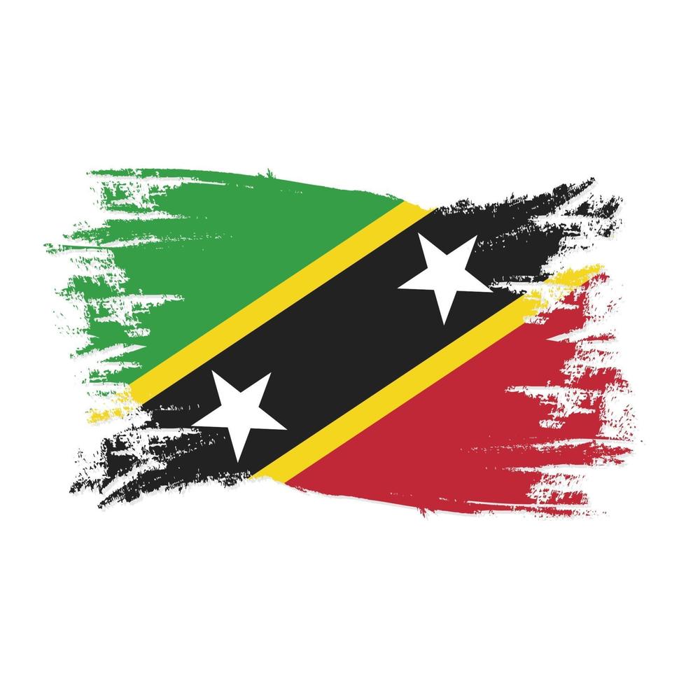 Saint Kitts and Nevis Flag With Watercolor Brush style design vector