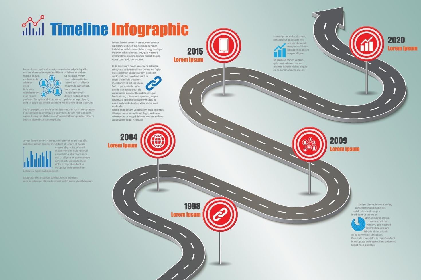 Business roadmap timeline infographic road sign Vector Illustration