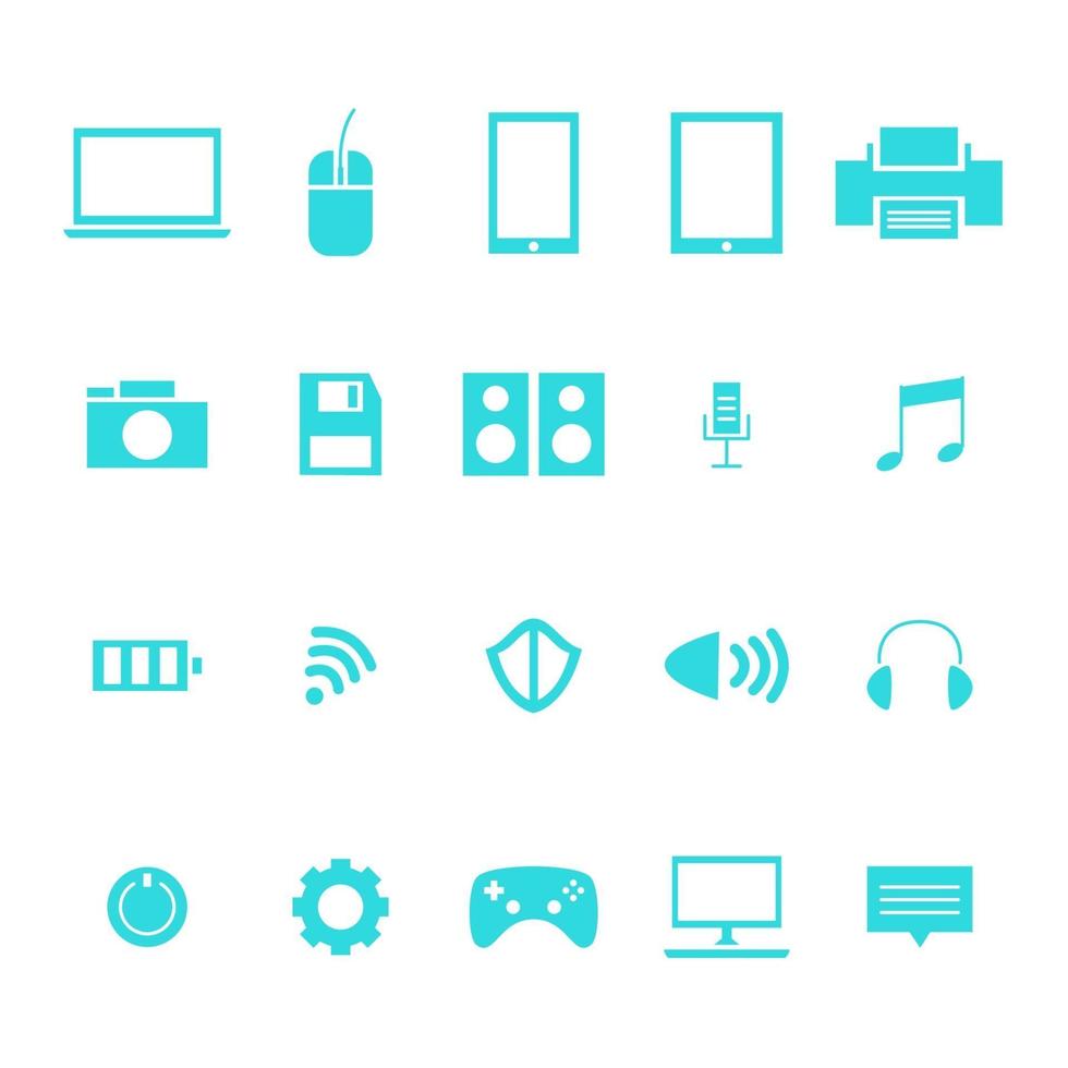 Vector illustration of technology concepts with blue icons