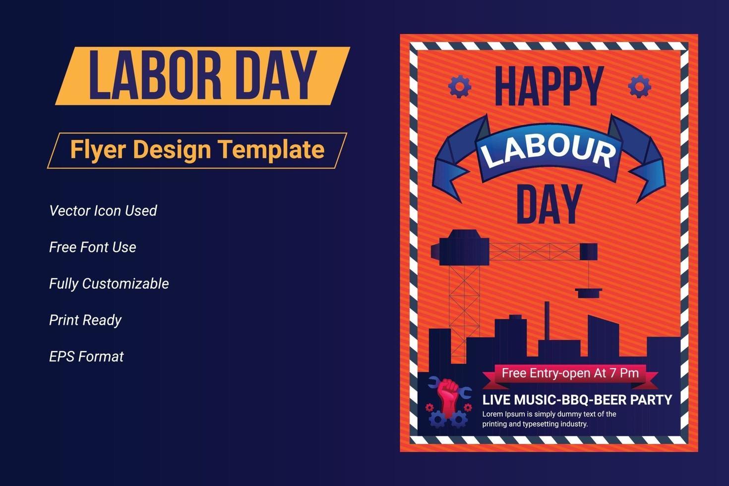 folleto publicitario de promoción de venta del día del trabajo, plantilla de banner vector