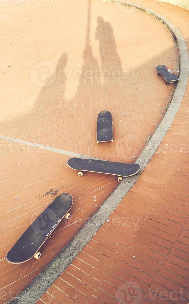 Skateboards on the ground photo