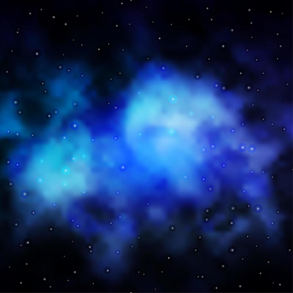 Dark BLUE vector background with colorful stars.