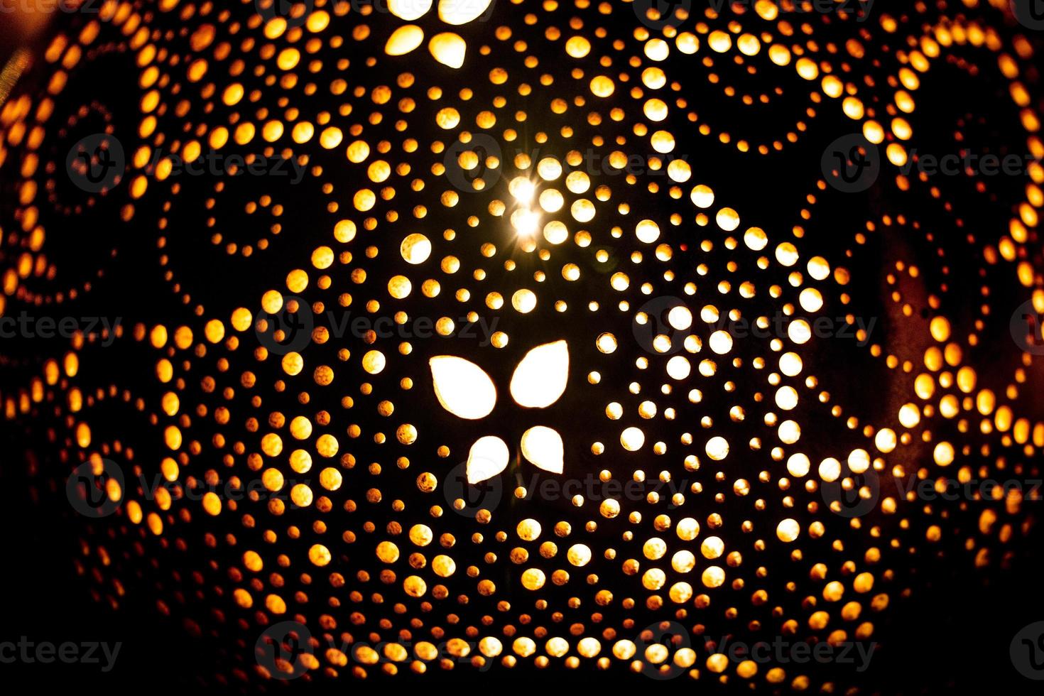 Lamp made of dried pumpkins photo