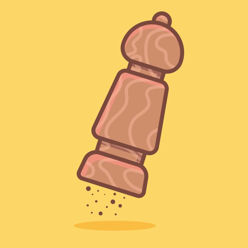 Pepper mill isolated cartoon illustration in flat style vector
