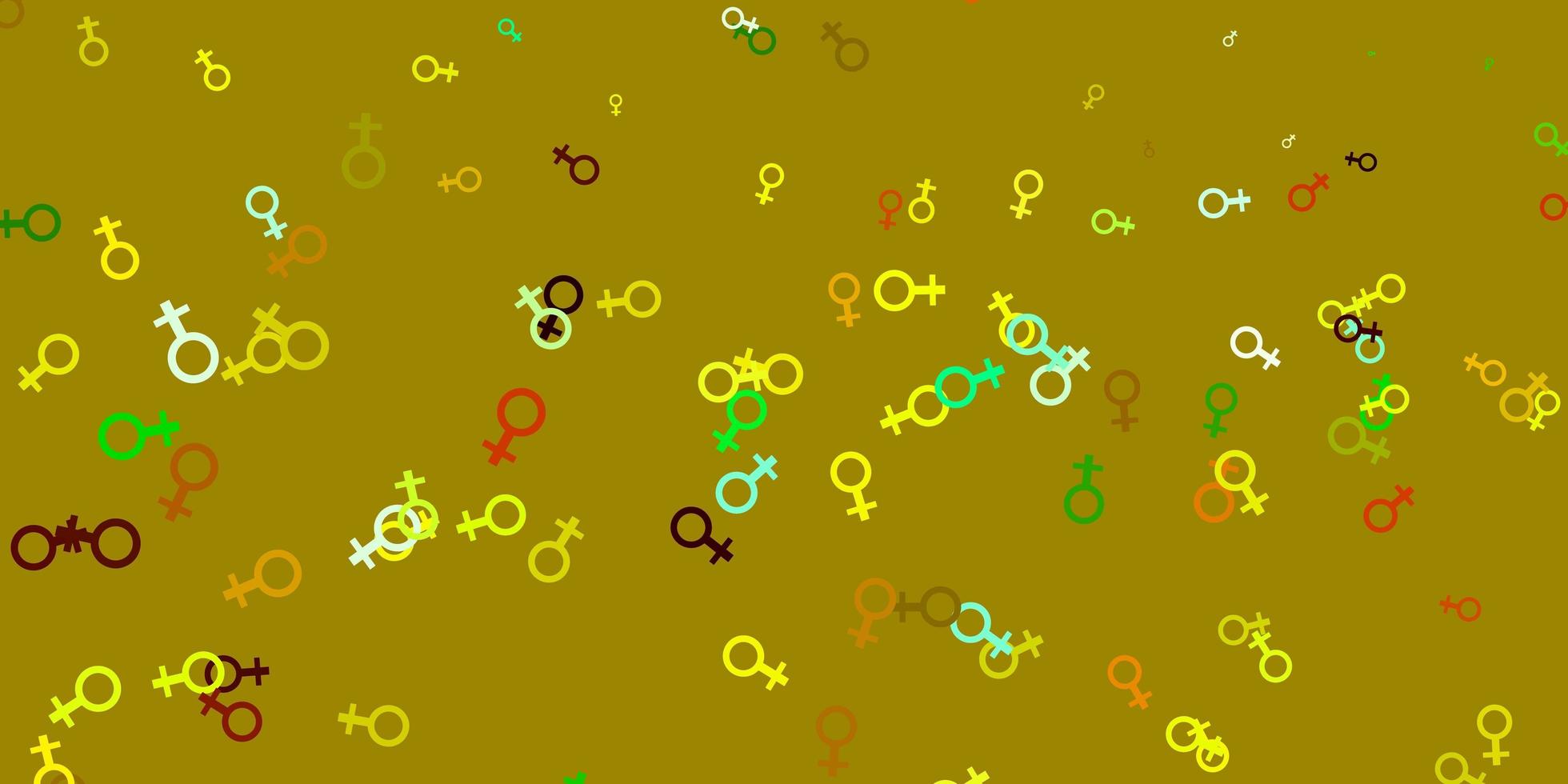 Light Green, Yellow vector background with woman symbols.