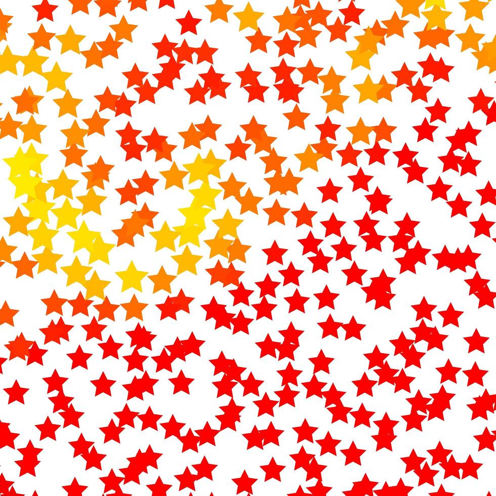 Fondo de vector rojo, amarillo claro con estrellas pequeñas y grandes.