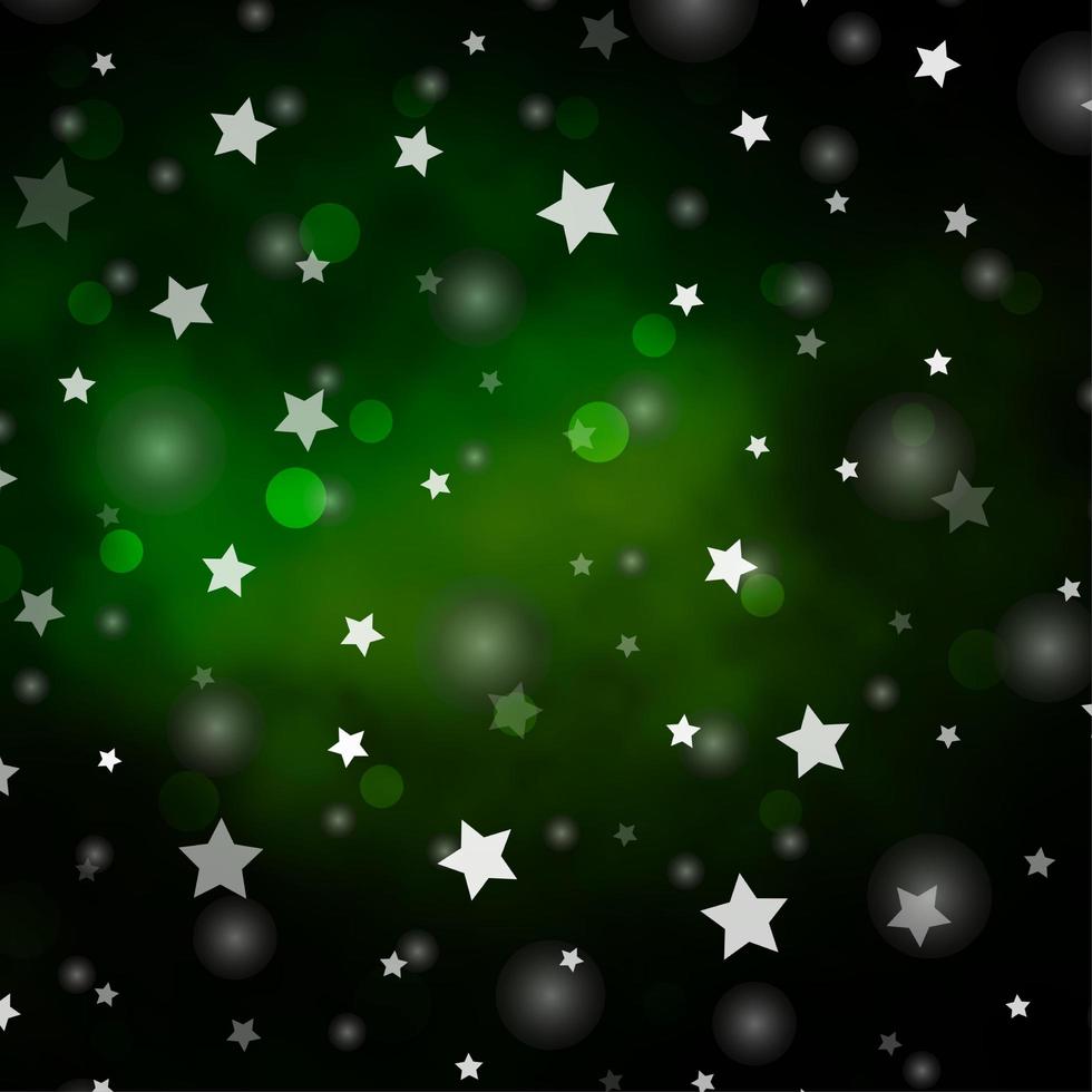 Dark Green vector template with circles, stars.