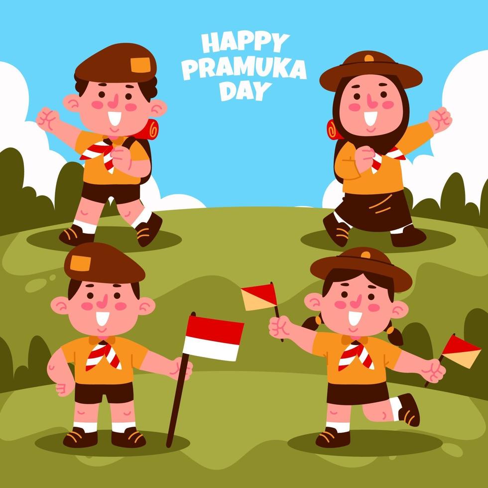 Pramuka Kids Character vector