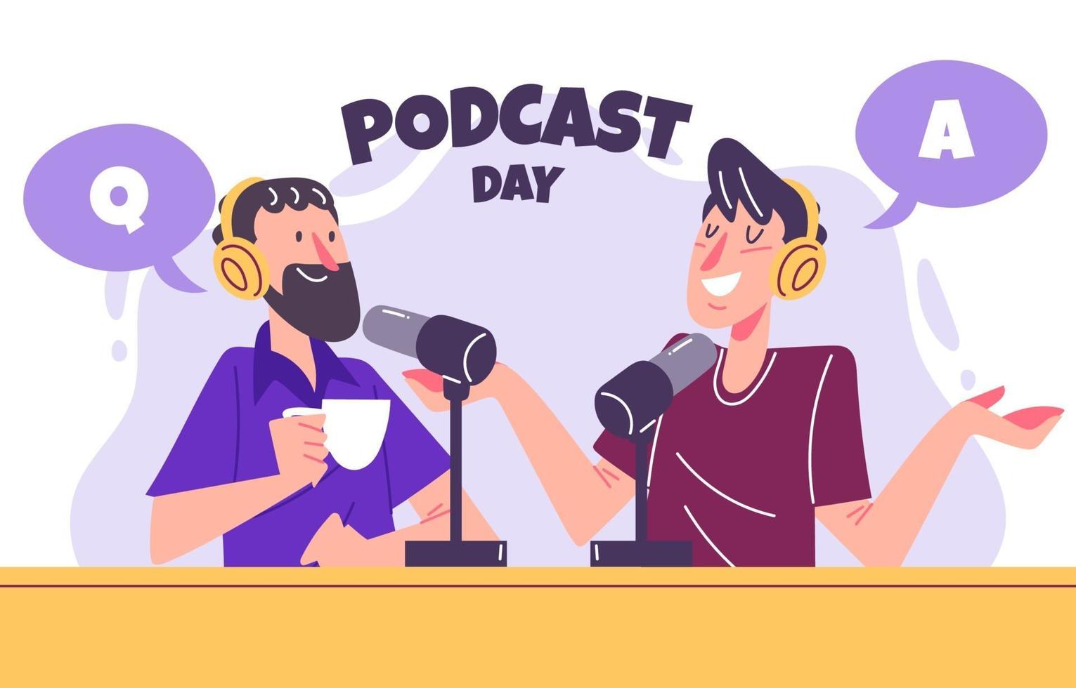People Making Podcast Concept vector