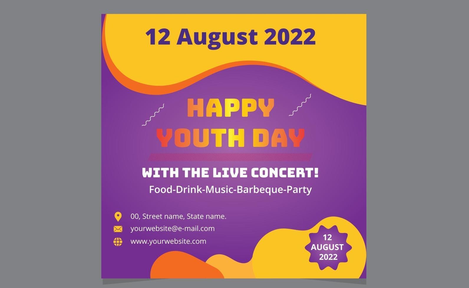 Happy Youth Day Modern Party Social Media Stories Design Templates. vector