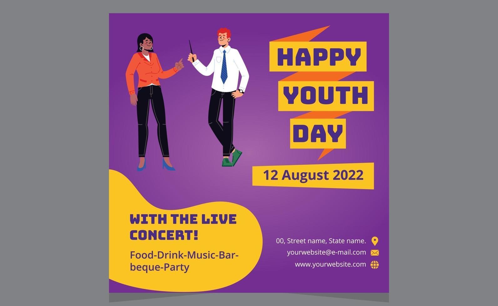 Happy Youth Day Modern Party Social Media Stories Design Templates. vector