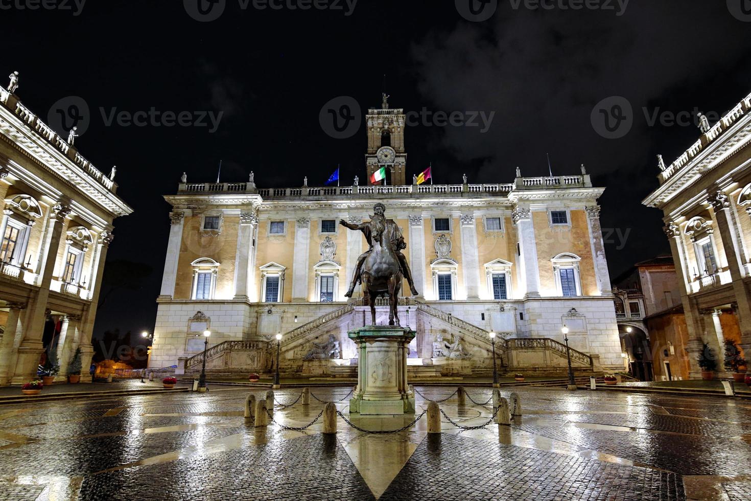 Night photo of Square of Campidoglio in Rome
