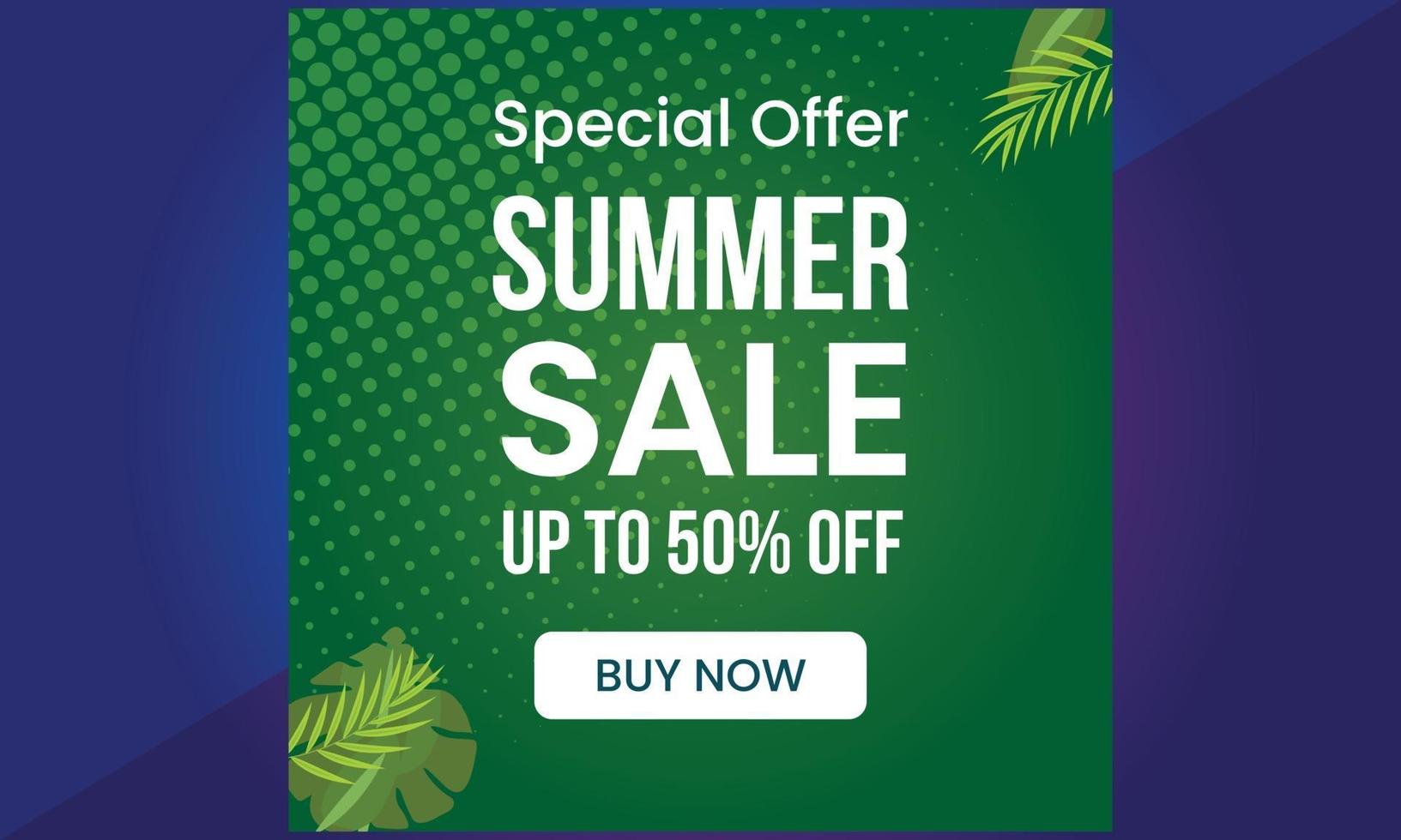 Summer Sale Banner suitable for social media posts, mobile apps, vector