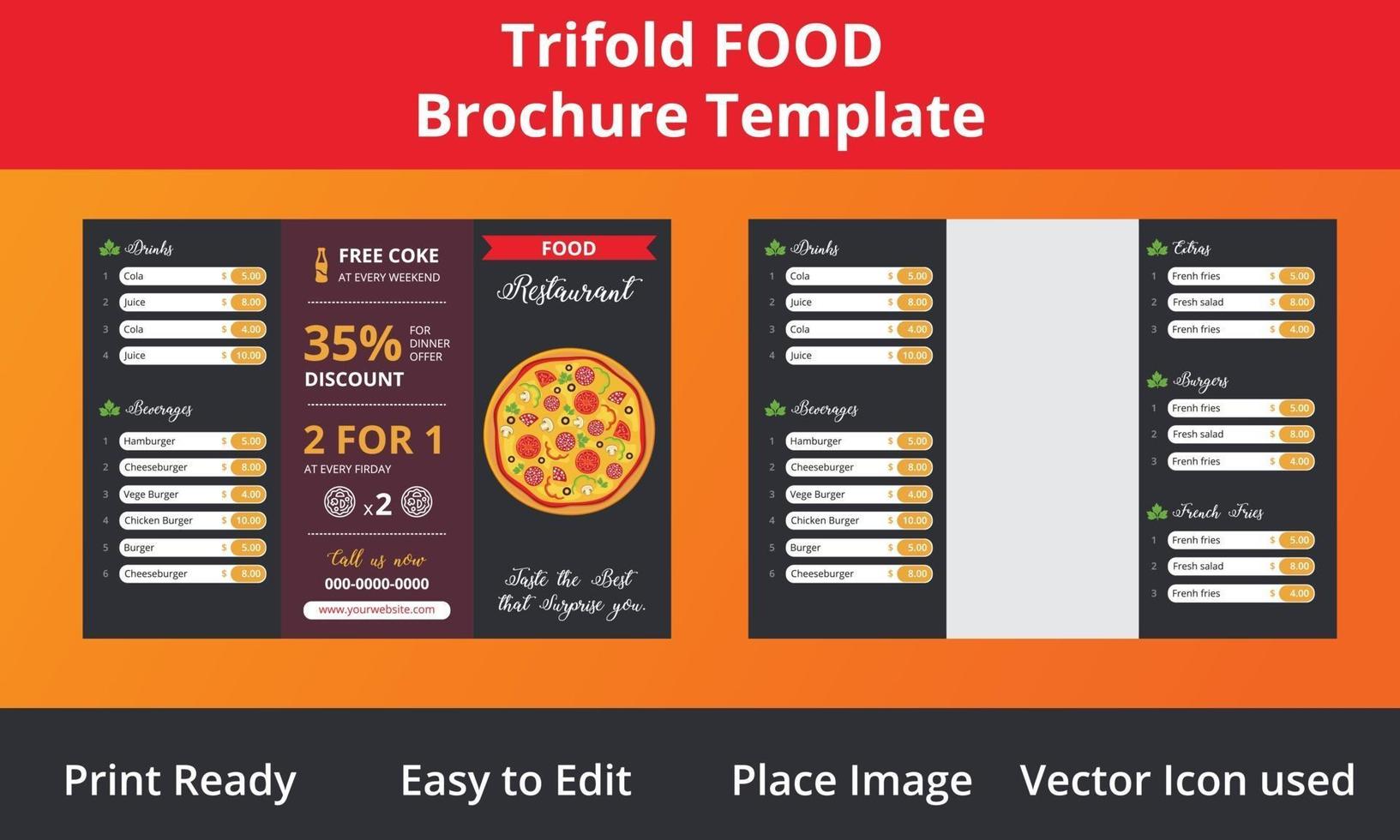 Templates of black and orange colors, with drawings by hand vector