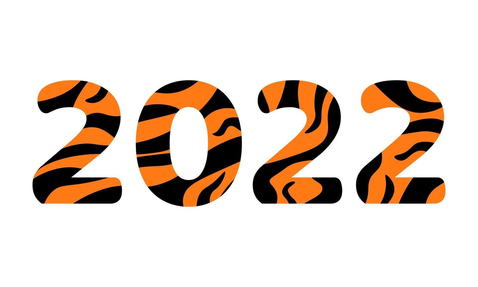 2022 New Year isolated. Numbers written in tiger fur color vector