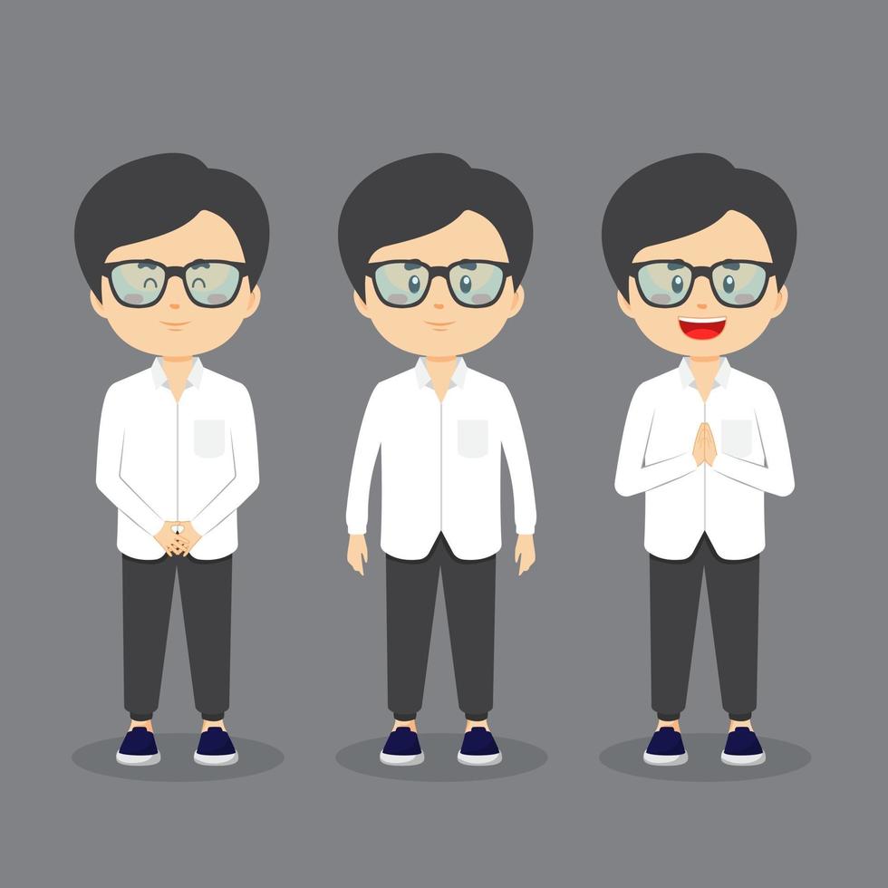 Muslim Casual Character with Various Expression vector