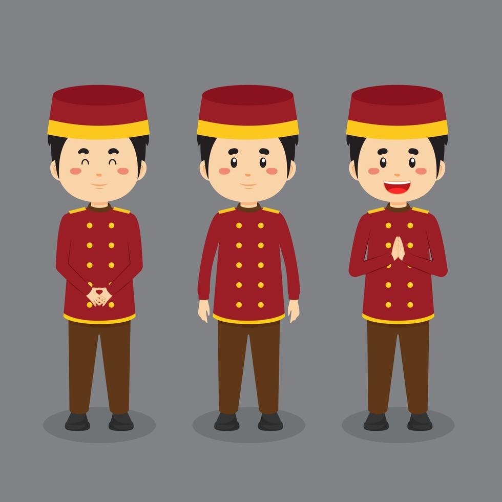 Bellboy Character with Various Expression vector