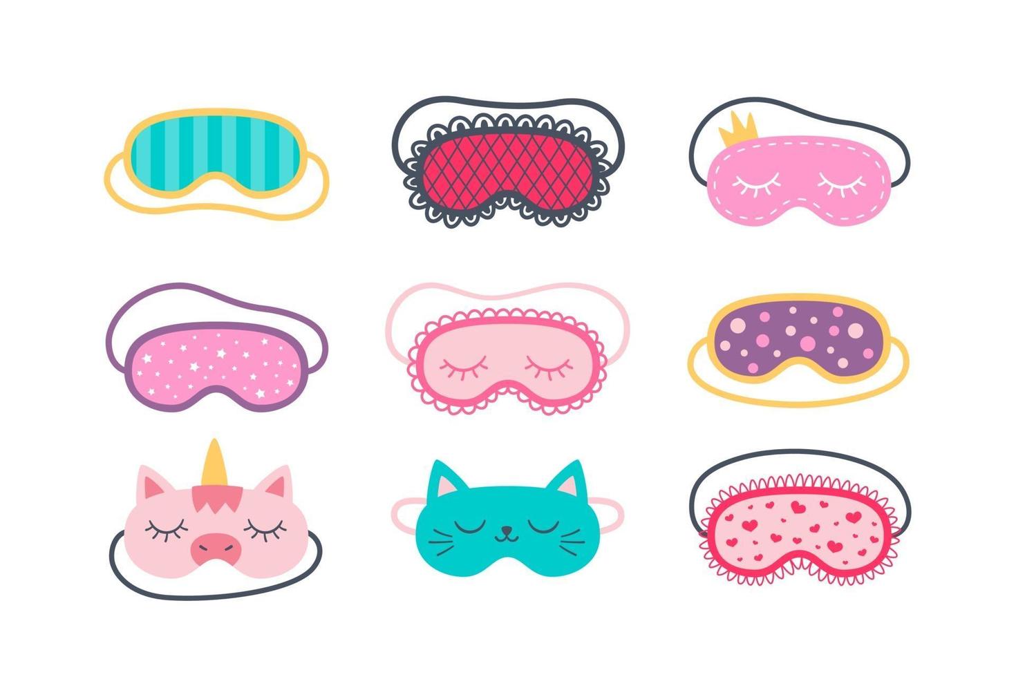 Set of sleep masks for eyes. Night accessory to healthy sleep vector