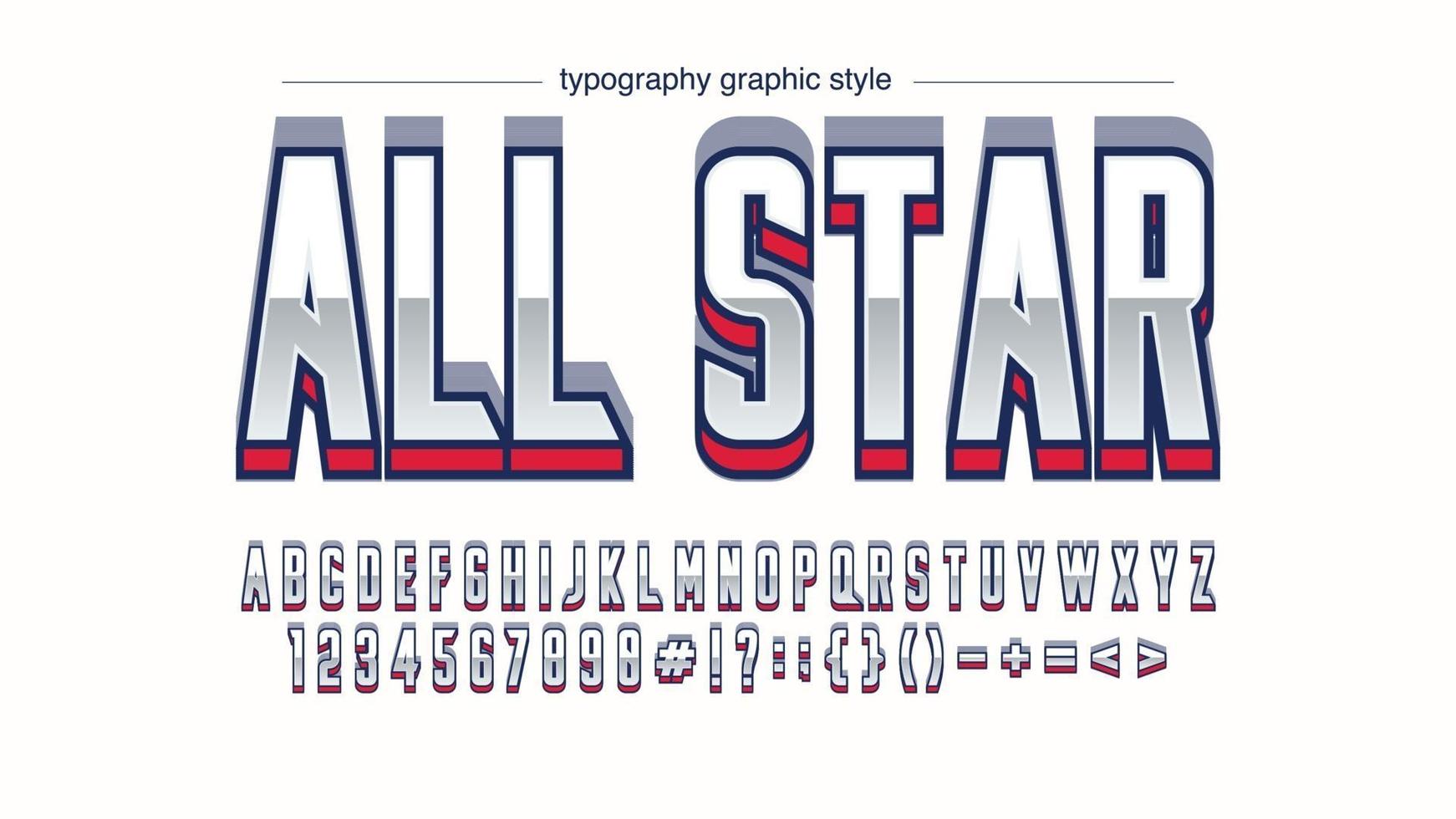 Metallic Blue and Red Sports 3D Typography vector