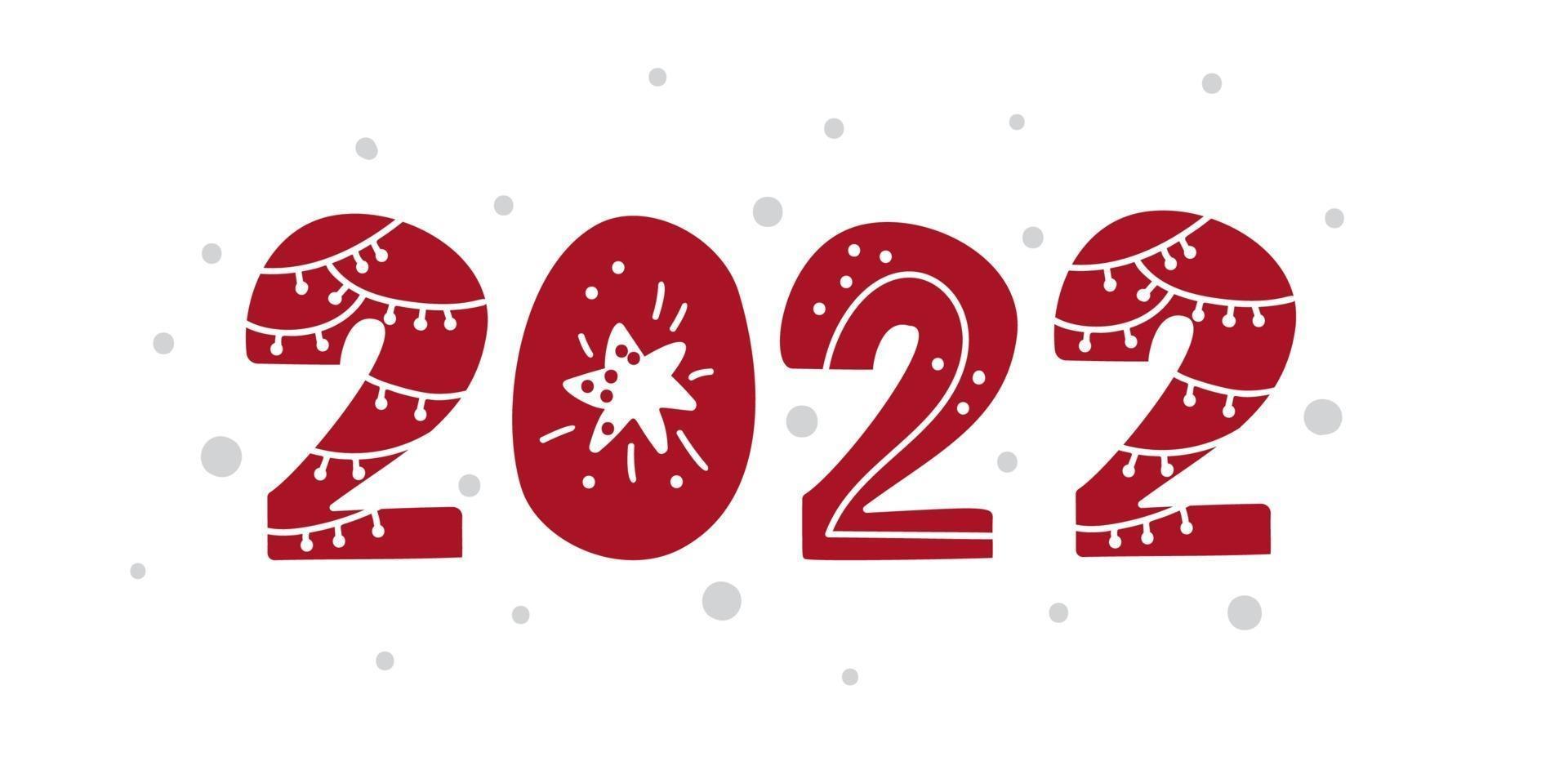 feliz año nuevo 2022 número diseño navideño vector