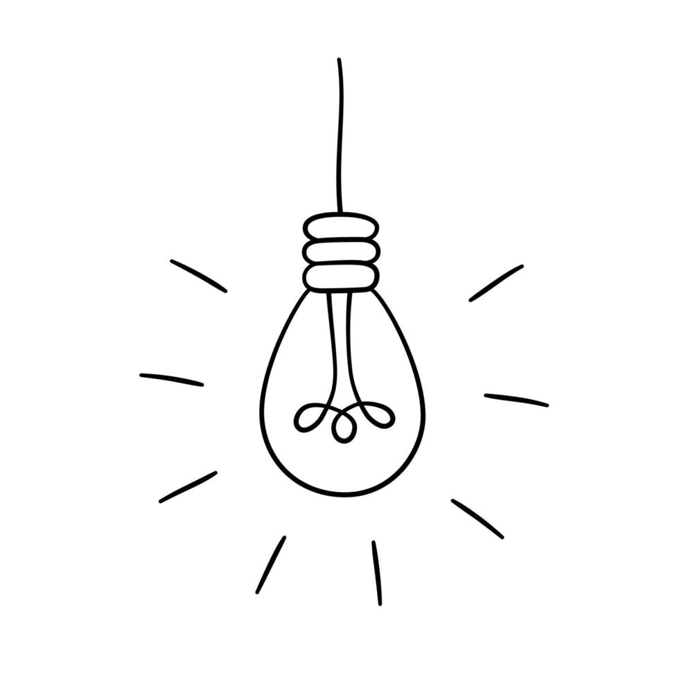 Hand drawn vector Light Bulbs. Loft lamps in doodle style.