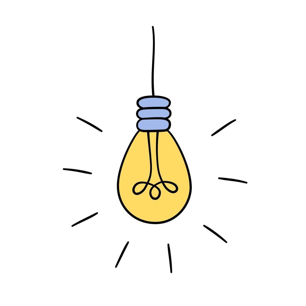 Hand drawn vector Light Bulbs. Loft lamps in doodle style.