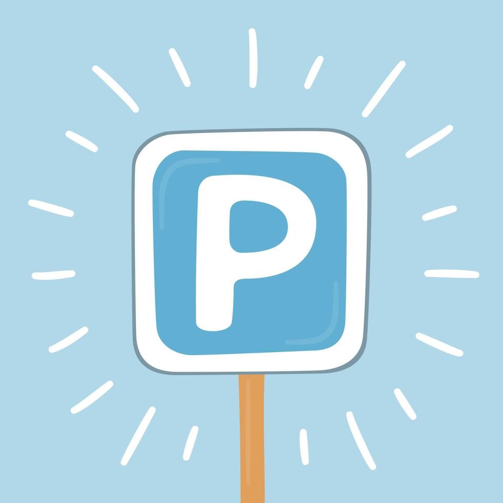 Blue parking road sign. Parking place for car. vector