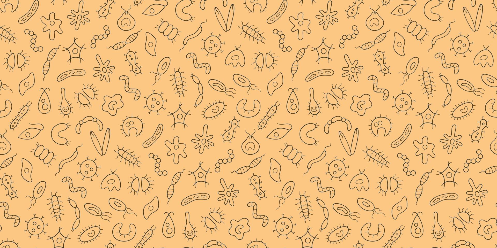Germs, virus, bacterias and pathogen. Microbes. Seamless pattern vector