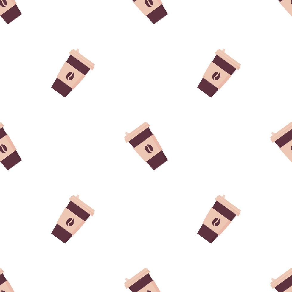 Seamless pattern with disposable cup for coffee to go. Paper mug vector