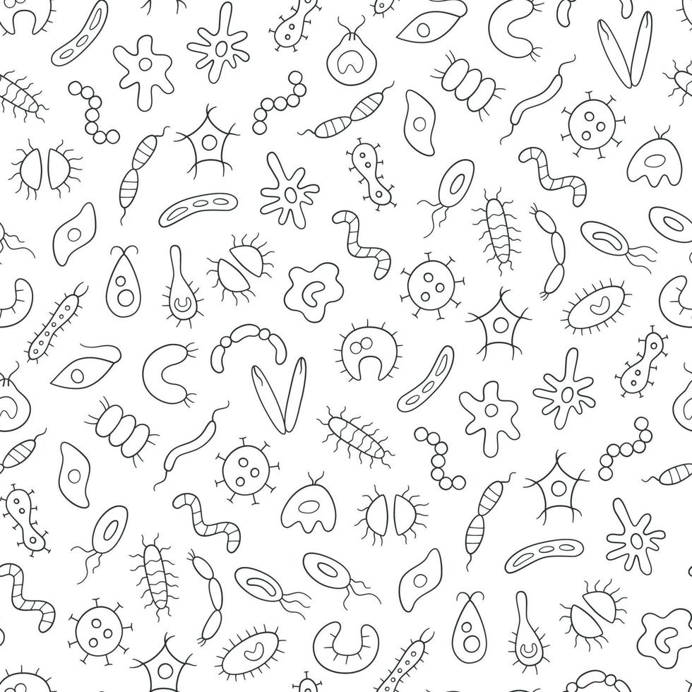 Abstract seamless pattern of germs, virus and bacteria vector