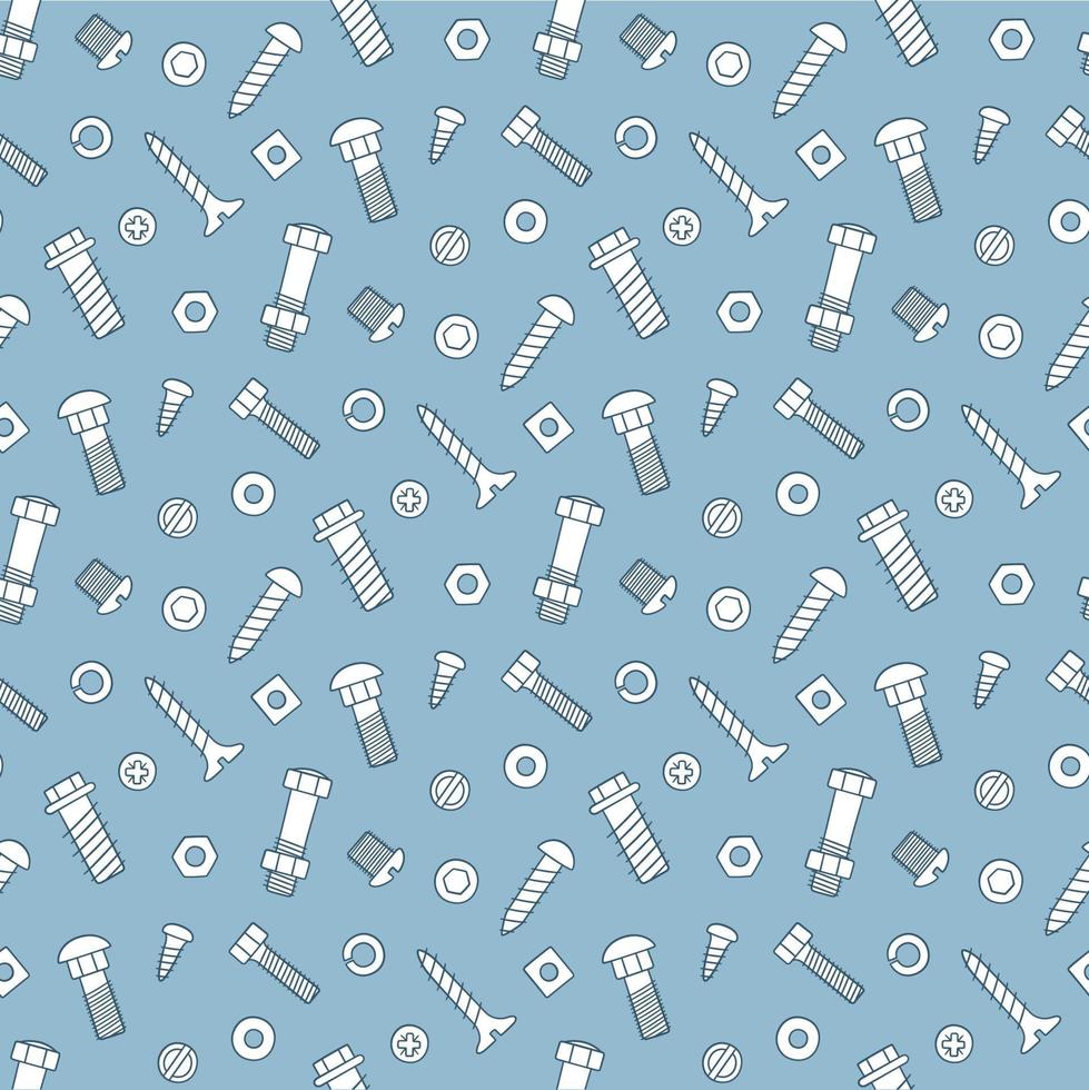 Seamless pattern of fasteners. Bolts, screws and nuts vector