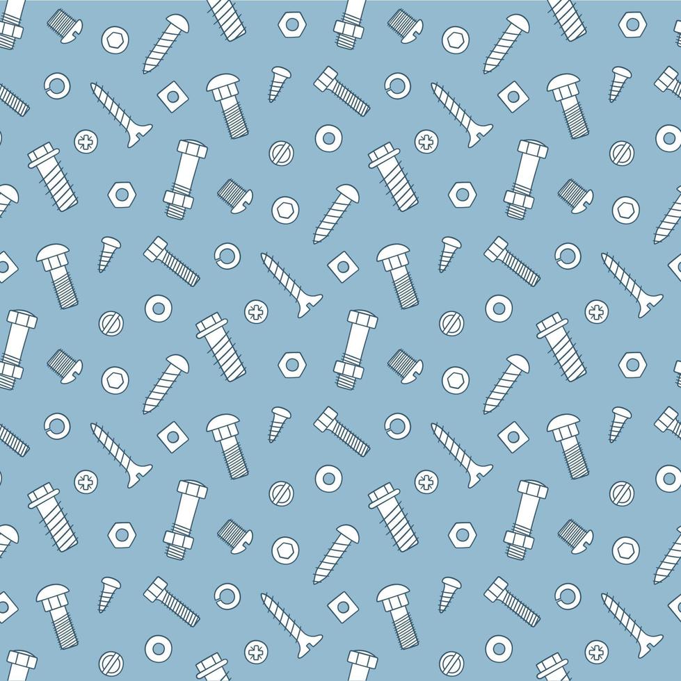 Seamless pattern of fasteners. Bolts, screws and nuts vector