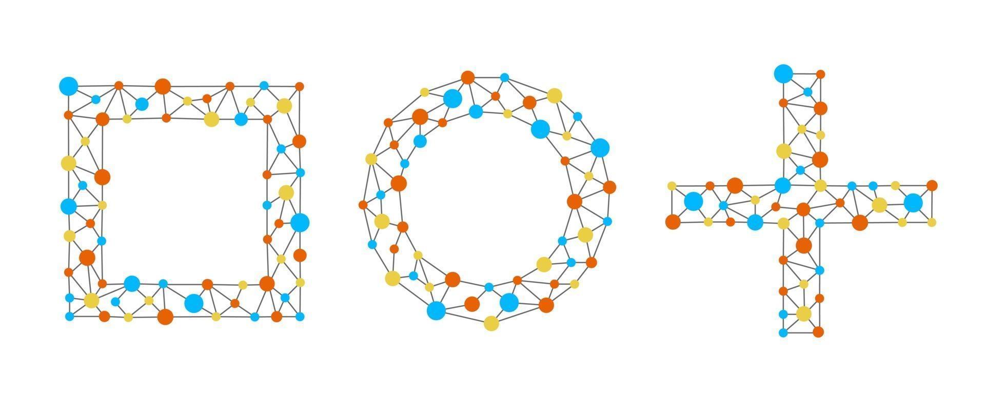 Neural network in shapes of circle, square, and plus. Neural network vector