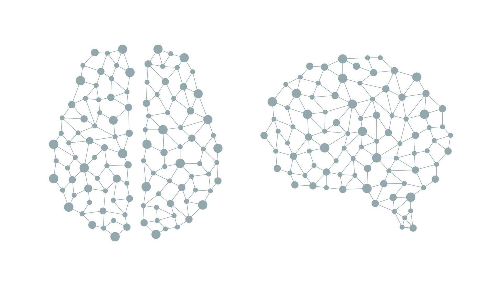 cerebro humano digital a partir de nodos y conexiones. red neuronal vector