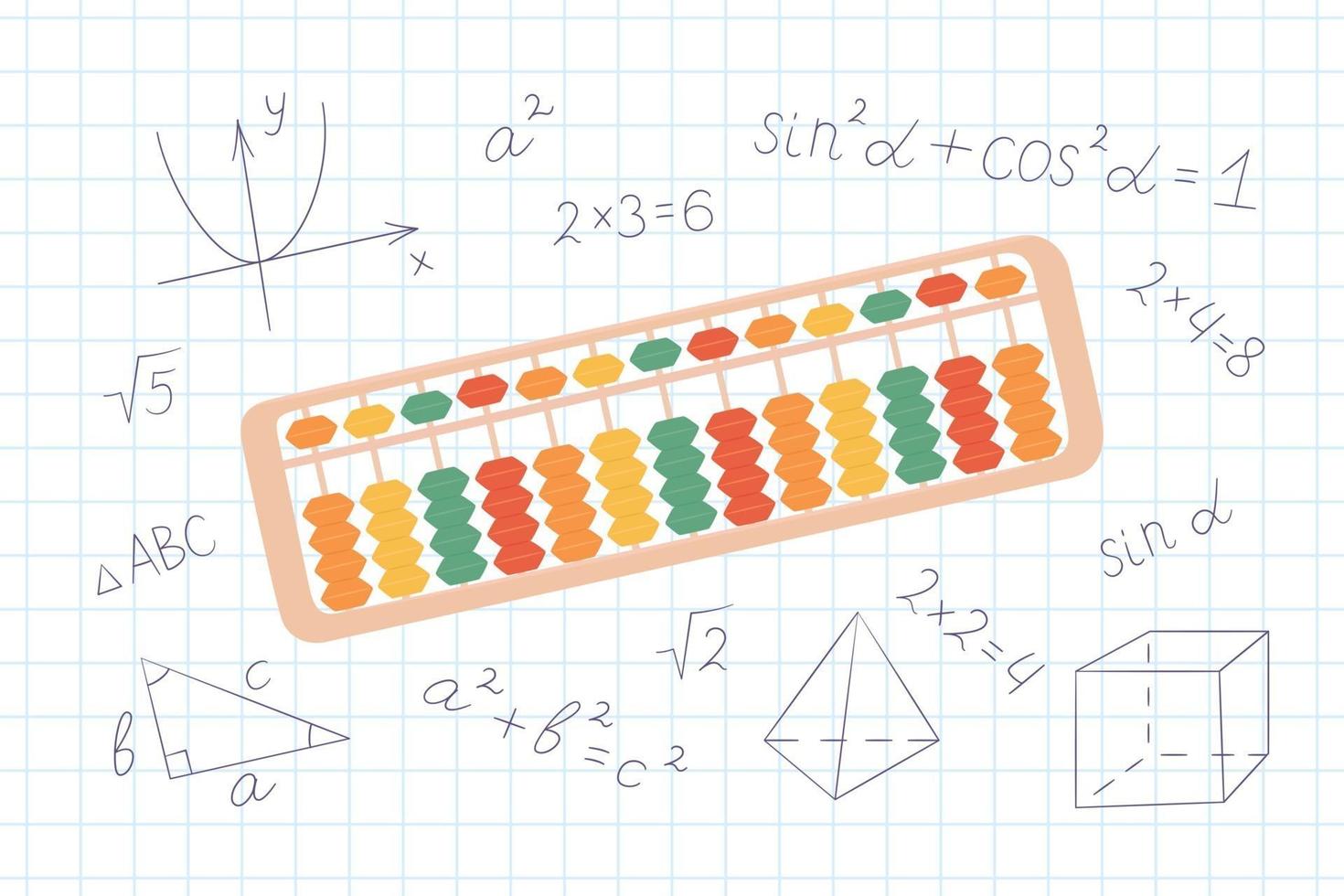 Abacus soroban for learning mental arithmetic for kids. vector