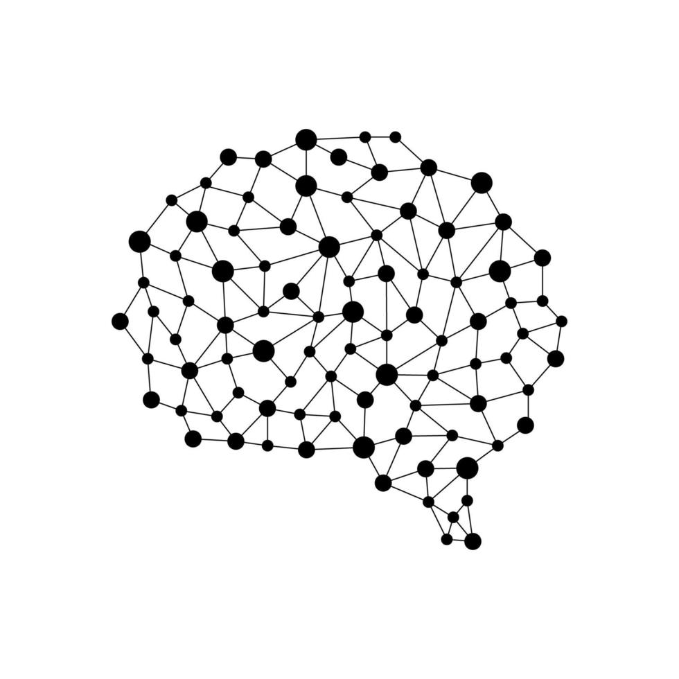 Human brain from nodes and connections. Neural network. vector