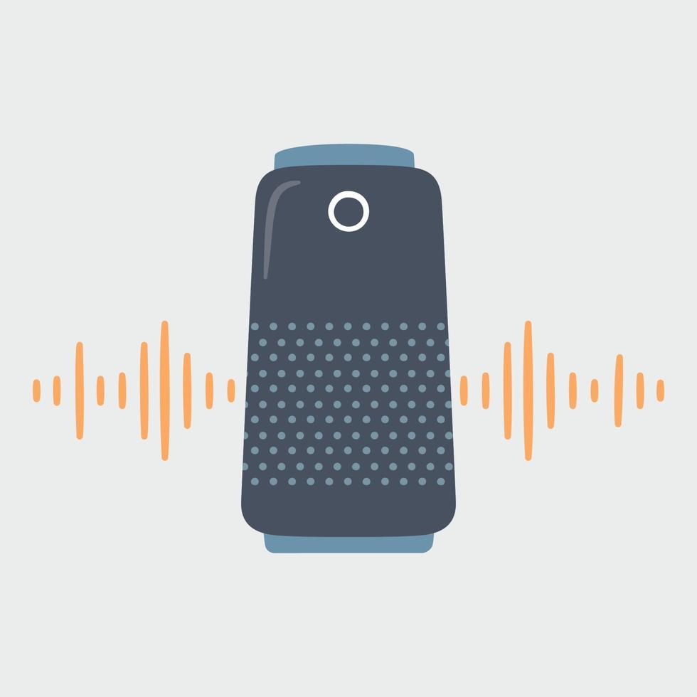 altavoz inteligente y onda de sonido. asistente de voz personal a domicilio. vector