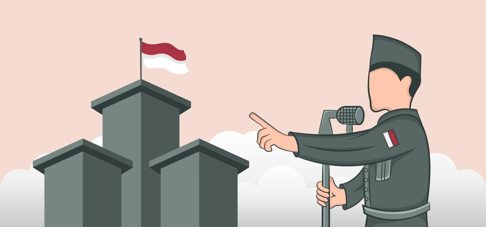 Hand drawn illustration of indonesian independence day vector
