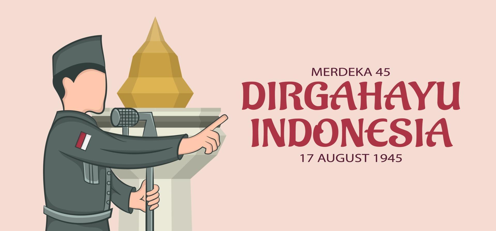 dibujado a mano ilustración del día de la independencia de indonesia vector