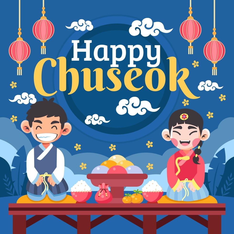 Happy Chuseok with Couple vector