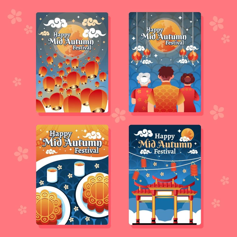 Mid Autumn Festival Cards vector