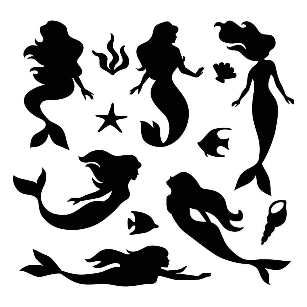 Mermaid Silhouette Collection vector