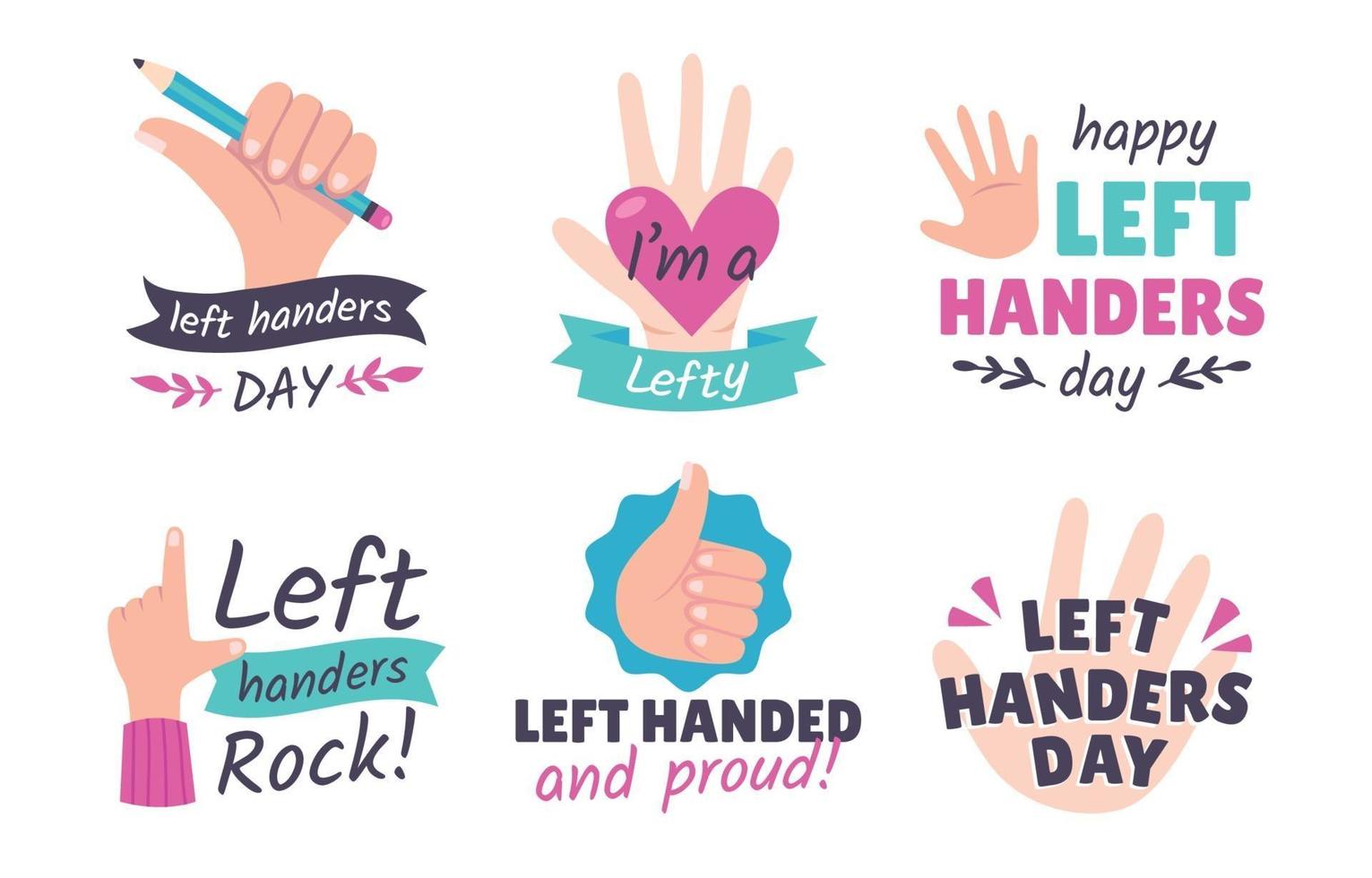 Left Handers Day Sticker Collection vector