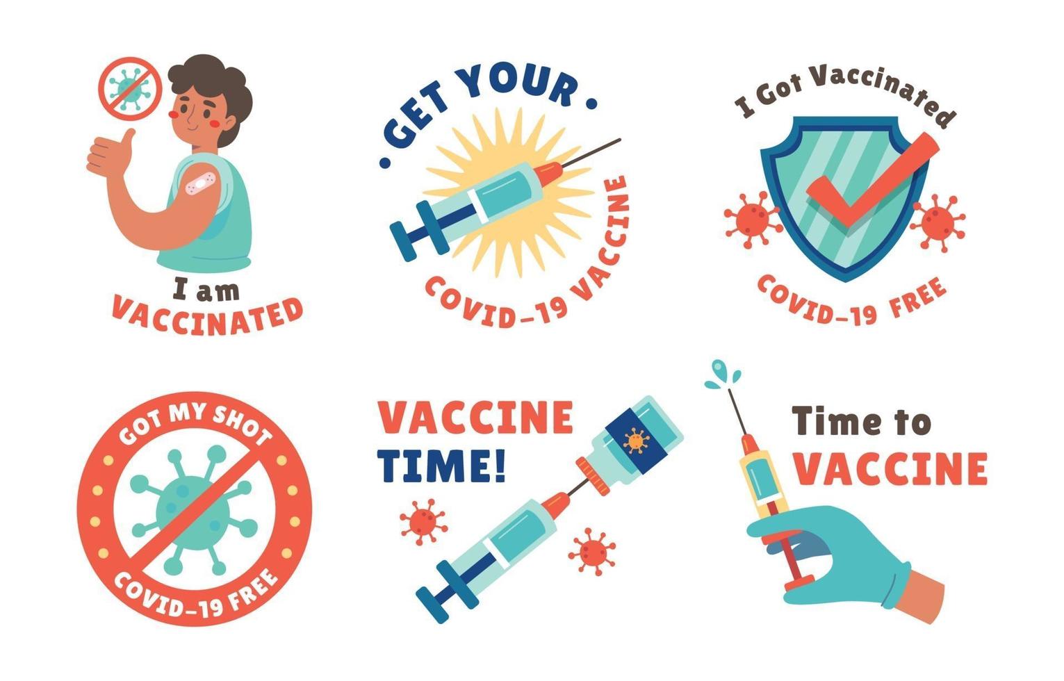 Covid 19 Vaccine Campaign Sticker Set vector
