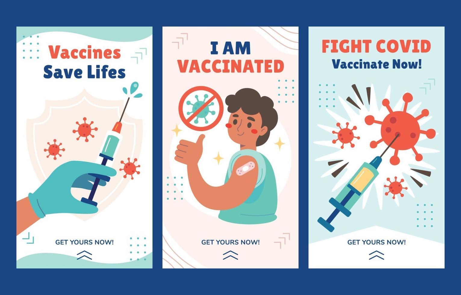 conjunto de banners de vacuna covid 19 vector