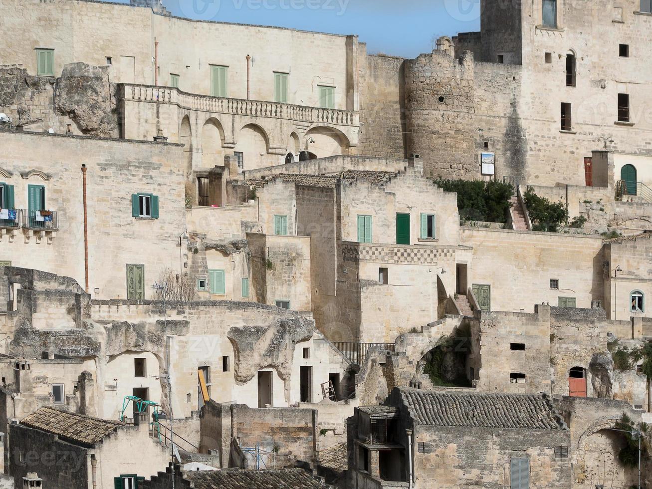 Casas de la ciudad de Matera, Sicilia, Italia foto