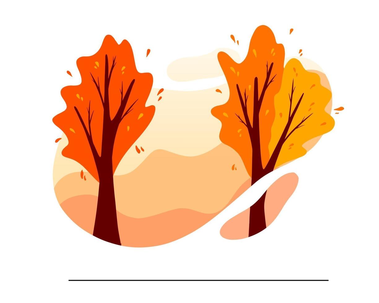 fondo de otoño. árboles del parque de otoño en colores brillantes, amarillo, naranja. vector