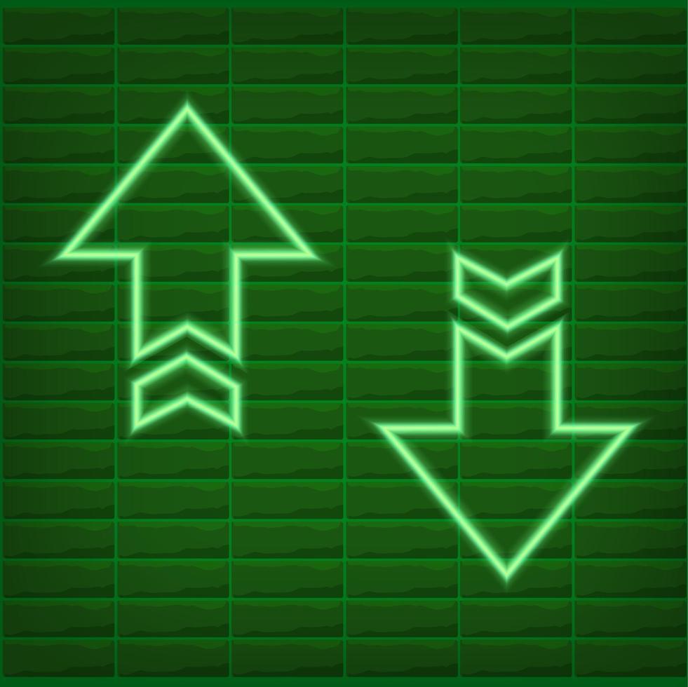 flecha verde luz neón efecto eps vector recursos gráficos editables